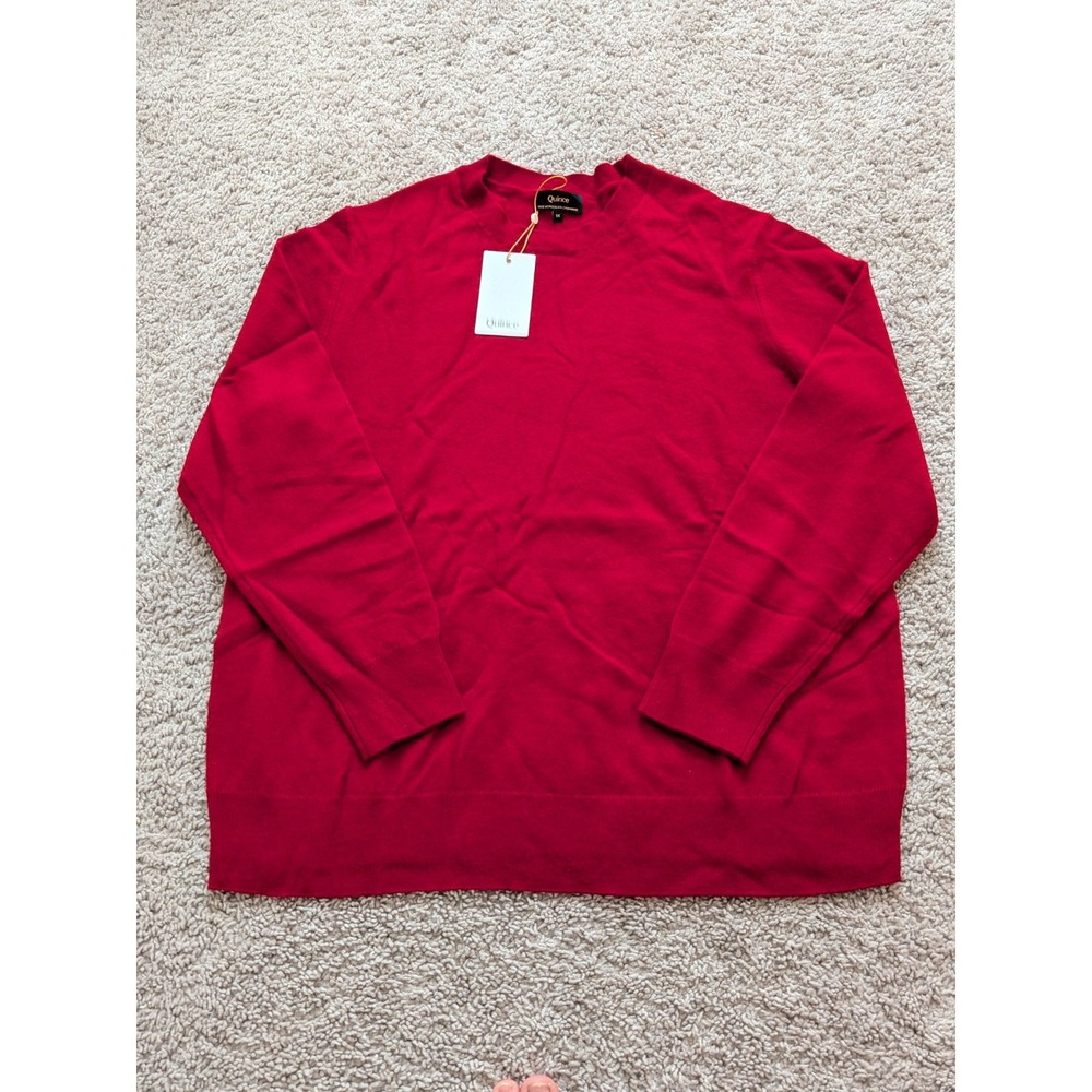 Quince Mongolian Cashmere Crewneck Sweater Varsity Red Women's Plus 1X NWT